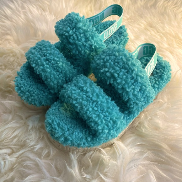 Ugg Oh Fluffita Strappy Sandal Slipper Slides, Green Size 9 - Picture 6 of 9